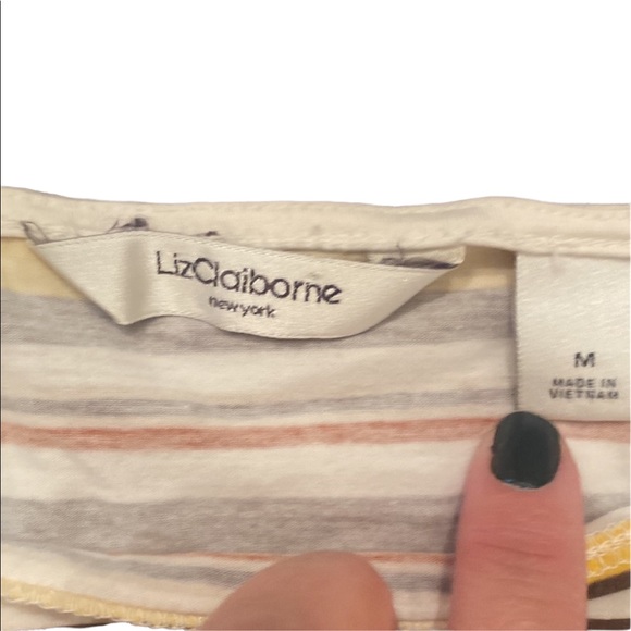 4/$20!!! Women’s Liz Claiborne Fall Colors Striped Top - Picture 8 of 12